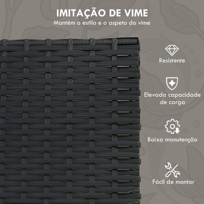 Conjunto Móveis de Jardim de Vime Sintético com 2 Poltronas Individuais 1 Sofá Duplo e 2 Mesas de Centro Preto - Image 5