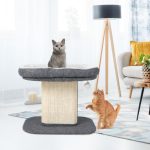 Arranhador gatos Pequena com torre de actividades com suporte para peluches e poste de arranhar em sisal 59 x 39,5 x 50 cm Cinzento - Image 8