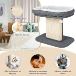 Arranhador gatos Pequena com torre de actividades com suporte para peluches e poste de arranhar em sisal 59 x 39,5 x 50 cm Cinzento - Image 6