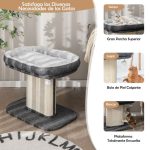 Arranhador gatos Pequena com torre de actividades com suporte para peluches e poste de arranhar em sisal 59 x 39,5 x 50 cm Cinzento - Image 2