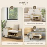 Banco Sapateira de Entrada com Almofada Porta e Prateleira para Sapatos com Assento 80x35x47 cm Madeira - Image 6