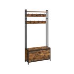 Cabide Bengaleiro Hall com sapateira 30 x 85 x 180 cm Castanho Vintage-preto - Image 3