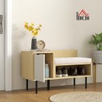 Banco Sapateira de Entrada com Almofada Porta e Prateleira para Sapatos com Assento 80x35x47 cm Madeira - Image 7
