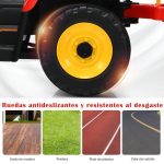 Trator com reboque para crianças bateria 12V com controlo remoto 2,4 G 3 mudanças e luzes LED até 30 kg 135 x 51 x 53 cm Vermelho - Image 8
