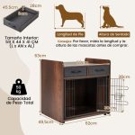 Gaiola para cães com 2 gavetas em tecido Porta com fecho para cães pequenos e médios 62 × 49,5 × 63 cm Castanho - Image 2