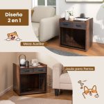 Gaiola para cães com 2 gavetas em tecido Porta com fecho para cães pequenos e médios 62 × 49,5 × 63 cm Castanho - Image 7