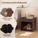 Gaiola para cães com 2 gavetas em tecido Porta com fecho para cães pequenos e médios 62 × 49,5 × 63 cm Castanho - Image 6