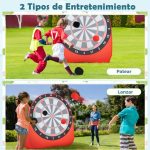 Jogos e actividades de dardos gigantes para exterior, dobráveis e portáteis, com 4 bolas de pontapé 145 x 132 x 165 cm - Vermelho - Image 2
