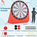Jogos e actividades de dardos gigantes para exterior, dobráveis e portáteis, com 4 bolas de pontapé 145 x 132 x 165 cm - Vermelho - Image 4