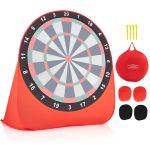 Jogos e actividades de dardos gigantes para exterior, dobráveis e portáteis, com 4 bolas de pontapé 145 x 132 x 165 cm - Vermelho - Image 3