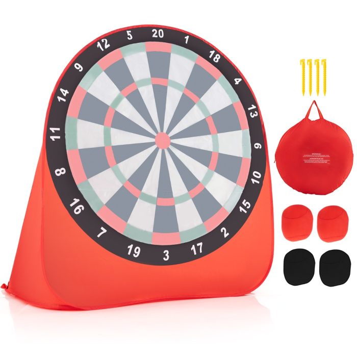 Jogos e actividades de dardos gigantes para exterior, dobráveis e portáteis, com 4 bolas de pontapé 145 x 132 x 165 cm - Vermelho - Image 3