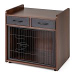 Gaiola para cães com 2 gavetas em tecido Porta com fecho para cães pequenos e médios 62 × 49,5 × 63 cm Castanho - Image 4