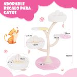 Arranhador para gatos com 2 poleiros 2 plataformas Bolas suspensas Centro de actividades Rosa - Image 4