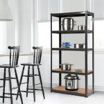 Estante de 5 níveis com prateleiras ajustáveis com estrutura de aço resistente para escritório em casa quarto garagem 90 x 40 x 180cm Preto - Image 4