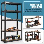 Estante de 5 níveis com prateleiras ajustáveis com estrutura de aço resistente para escritório em casa quarto garagem 90 x 40 x 180cm Preto - Image 6