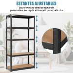 Estante de 5 níveis com prateleiras ajustáveis com estrutura de aço resistente para escritório em casa quarto garagem 90 x 40 x 180cm Preto - Image 7