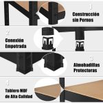 Estante de 5 níveis com prateleiras ajustáveis com estrutura de aço resistente para escritório em casa quarto garagem 90 x 40 x 180cm Preto - Image 8