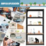Estante de 5 níveis com prateleiras ajustáveis com estrutura de aço resistente para escritório em casa quarto garagem 90 x 40 x 180cm Preto - Image 9