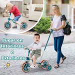 Triciclo para crianças 2-4 anos Bicicleta de equilíbrio 4 em 1 com pedais ajustáveis em altura e rodas amovíveis 37 x 72 x 101 cm Verde - Image 10