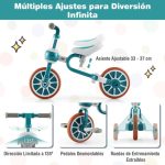 Triciclo para crianças 2-4 anos Bicicleta de equilíbrio 4 em 1 com pedais ajustáveis em altura e rodas amovíveis 37 x 72 x 101 cm Verde - Image 9