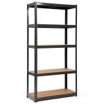 Estante de 5 níveis com prateleiras ajustáveis com estrutura de aço resistente para escritório em casa quarto garagem 90 x 40 x 180cm Preto - Image 2