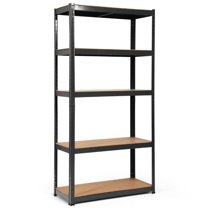 Estante de 5 níveis com prateleiras ajustáveis com estrutura de aço resistente para escritório em casa quarto garagem 90 x 40 x 180cm Preto - Image 2