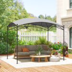 Pérgola para Jardim 3x2 m Pérgola de Exterior com Toldo em Forma de Cúpula Elegante e Estrutura Metálica Impermeável Cinzento