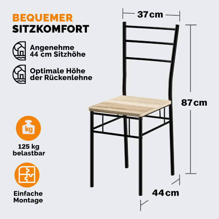 Conjunto de mesa cozinha com 4 cadeiras Leo, 5 peças, cor carvalho - Image 4