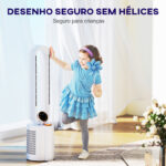 Ventoinha sem Hélices com Esterilização UV 12 Velocidades Purificador de Ar Humidificador Temporizador 8H Oscilação 90° 24x26,5x97 cm Branco - Image 6