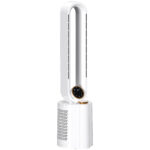 Ventoinha sem Hélices com Esterilização UV 12 Velocidades Purificador de Ar Humidificador Temporizador 8H Oscilação 90° 24x26,5x97 cm Branco - Image 2