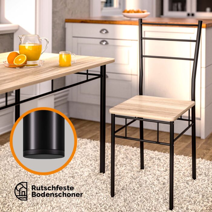 Conjunto de mesa cozinha com 4 cadeiras Leo, 5 peças, cor carvalho - Image 6