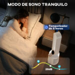 Ventoinha sem Hélices com Esterilização UV 12 Velocidades Purificador de Ar Humidificador Temporizador 8H Oscilação 90° 24x26,5x97 cm Branco - Image 8