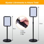 Suporte de Menus Restaurantes, bares para Cartazes A4  de Metal Altura Ajustável Giratório Exterior Preto - Image 7