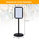 Suporte de Menus Restaurantes, bares para Cartazes A4  de Metal Altura Ajustável Giratório Exterior Preto - Image 3