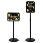 Suporte de Menus Restaurantes, bares para Cartazes A4  de Metal Altura Ajustável Giratório Exterior Preto - Image 2