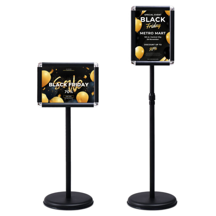 Suporte de Menus Restaurantes, bares para Cartazes A4  de Metal Altura Ajustável Giratório Exterior Preto - Image 2