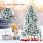 Árvore de Natal 1,8 m com neve Não Iluminada com Dobradiças e Base de Verde e Branca - Image 6