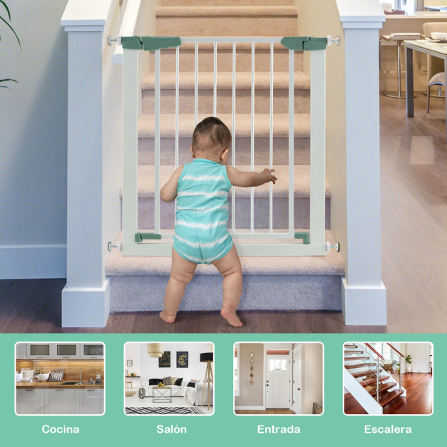 Barreira de segurança para bebés com fecho automático Largura 70-82,5 cm  Altura 76 cm 4 hastes roscadas para escadas e portas Preto 