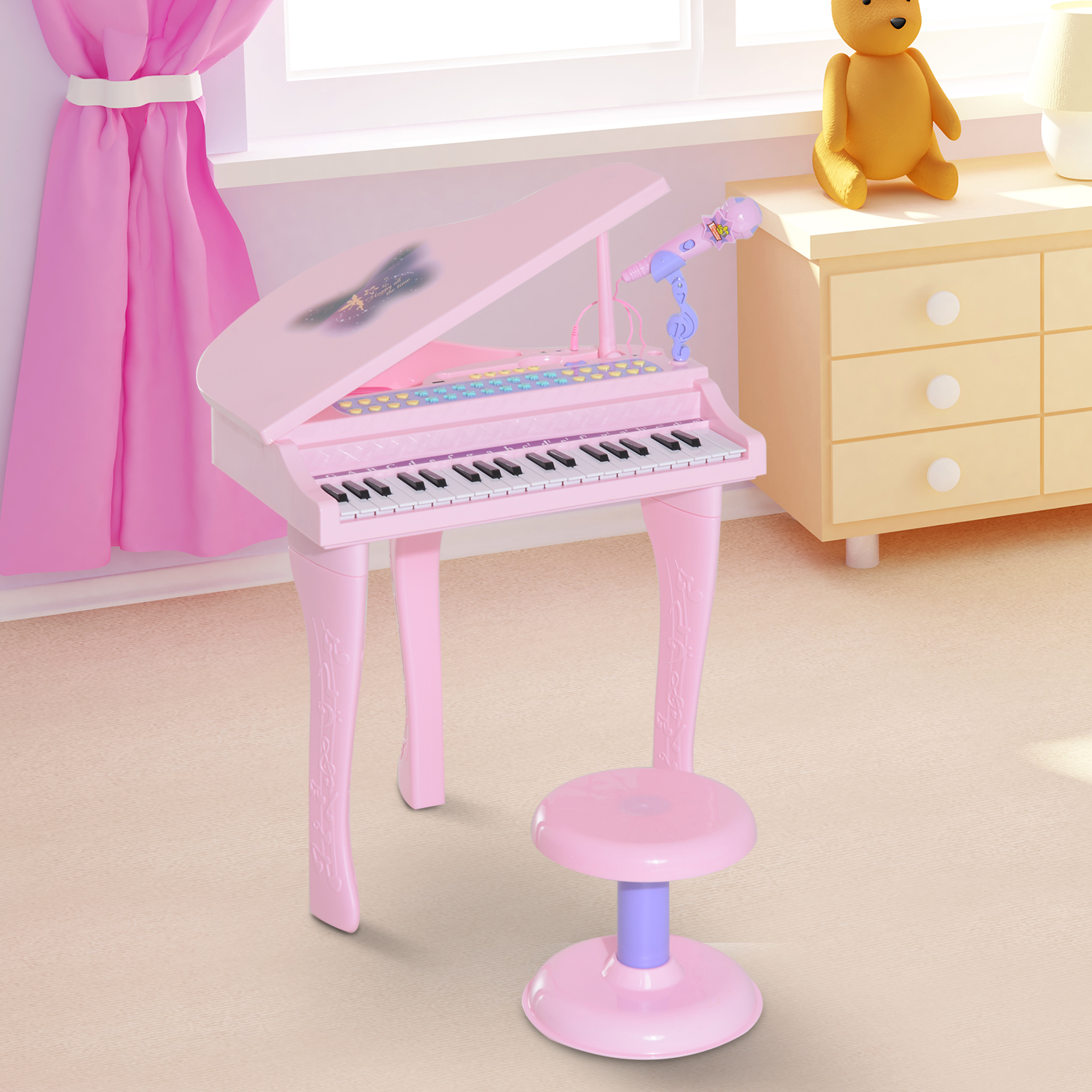 Mini Teclado Infantil Piano 32 Teclas Musical Karaokê e Microfone Crianças  Aprender Tocar a Pilha