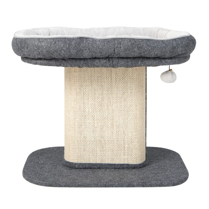 Arranhador gatos Pequena com torre de actividades com suporte para peluches e poste de arranhar em sisal 59 x 39,5 x 50 cm Cinzento - Image 3